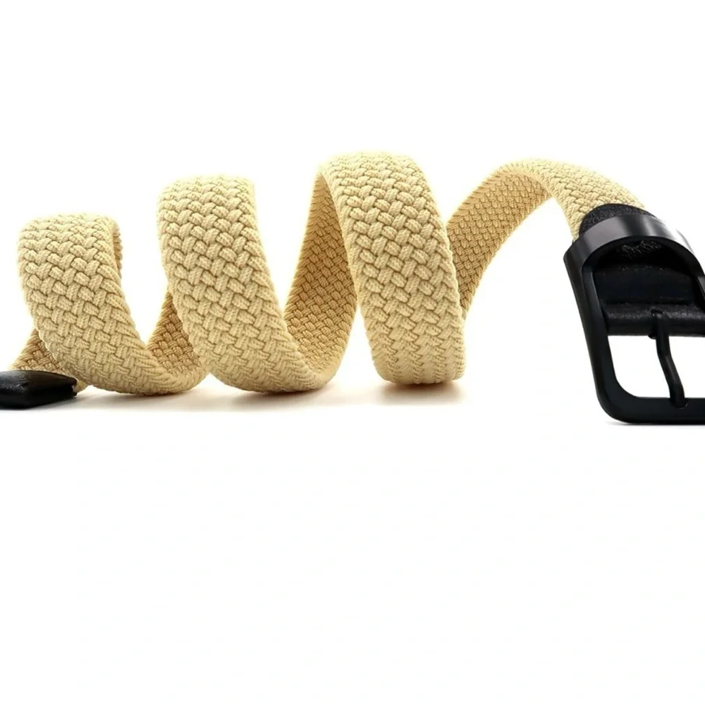 Mens Braided Stretch Belts, Canvas Woven Elastic Belts